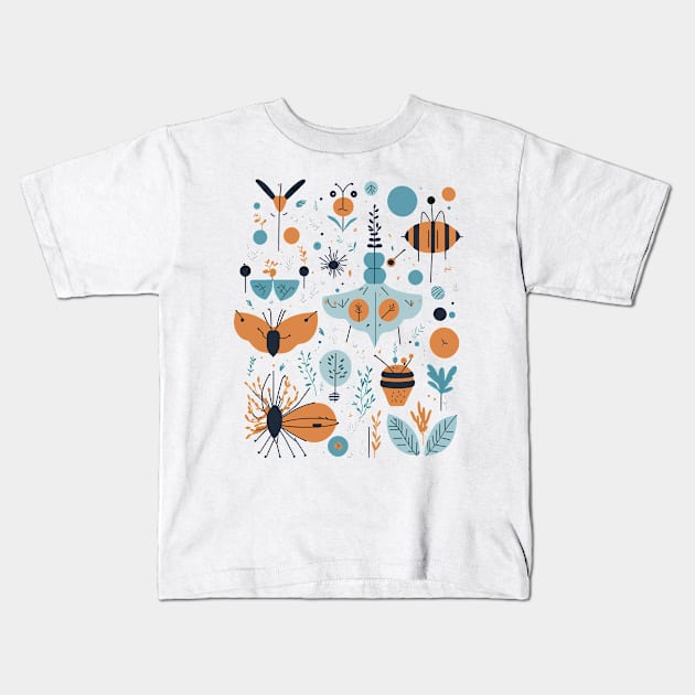 Bohemian Style Bugs Geometric Shapes Kids T-Shirt by ElMass